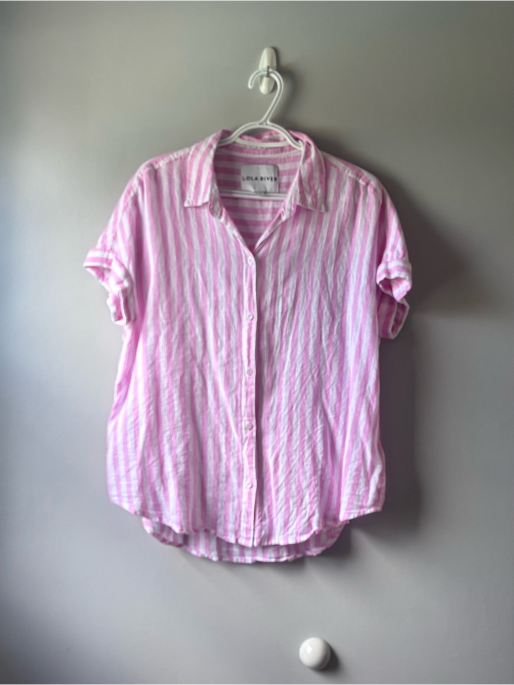 Linen blend button down top